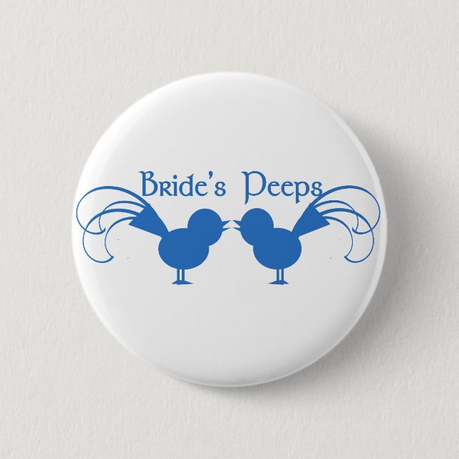 Macaron Rond 5 Cm Peeps de mariée/ Bleu (Devant)