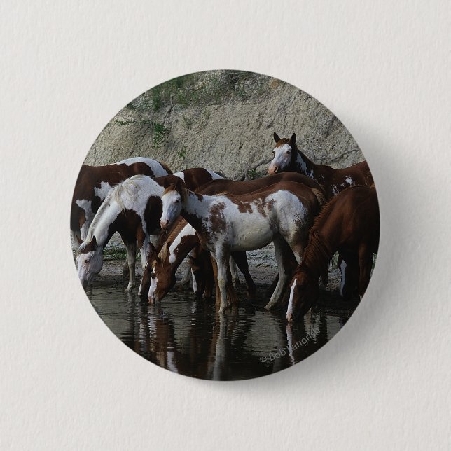 Macaron Rond 5 Cm Peignez le boire de chevaux (Devant)