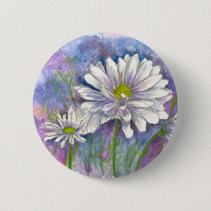 Macaron Rond 5 Cm Peinture à l'aquarelle blanche