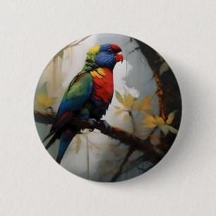 Macaron Rond 5 Cm Peinture à l'huile Rainbow Lorikeet