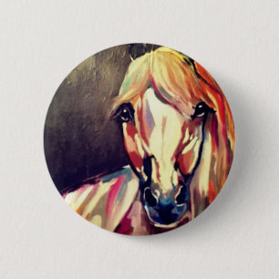 Macaron Rond 5 Cm Peinture abstraite de cheval