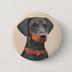 Macaron Rond 5 Cm Peinture allemande Pinscher peinture art animal or