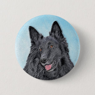 Macaron Rond 5 Cm Peinture belge Sheepdog - Cute Original Chien Art
