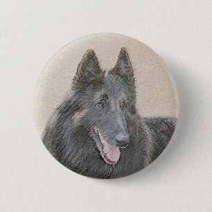 Macaron Rond 5 Cm Peinture belge Tervuren - Cute Original Chien Art