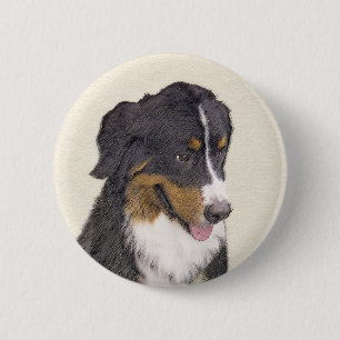 Macaron Rond 5 Cm Peinture bernoise de chien de montagne - Art origi