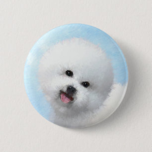 Macaron Rond 5 Cm Peinture Bichon Frise - Cute Original Chien Art