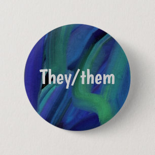 Macaron Rond 5 Cm Peinture Bleue Et Verte Trucs Ils/elle Pronoun