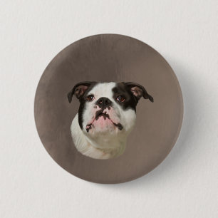 Macaron Rond 5 Cm Peinture couleur d'eau Bulldog