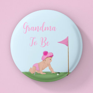 Macaron Rond 5 Cm Peinture de bébé fille de golf douce caddie grande