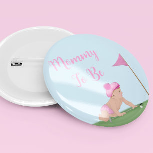 Macaron Rond 5 Cm Peinture de bébé fille de golf douce caddie grande