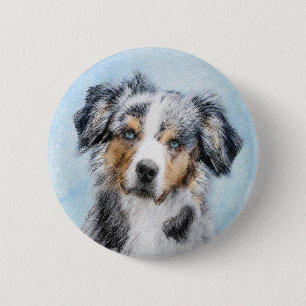 Macaron Rond 5 Cm Peinture de berger américaine miniature - Chien A
