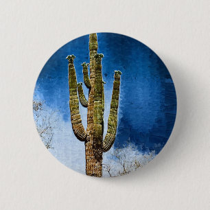 Macaron Rond 5 Cm Peinture de cactus de Saguaro