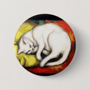 Macaron Rond 5 Cm Peinture de Chat Blanc de Franz Marc