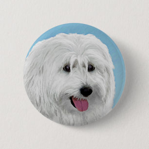 Macaron Rond 5 Cm Peinture de chien de berger polonais - Chien d'ori