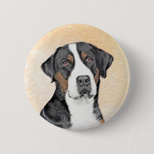 Macaron Rond 5 Cm Peinture de Chien de Montagne - Art original