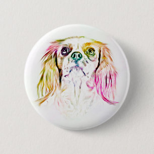 Macaron Rond 5 Cm Peinture de chien espagnol du roi Charles Cavalier