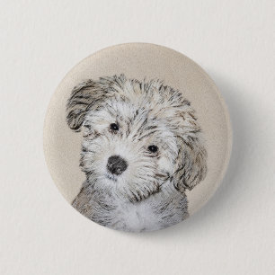 Macaron Rond 5 Cm Peinture de Chien Havanais - Cute Original Chien A