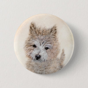 Macaron Rond 5 Cm Peinture de chiot Cairn Terrier - Art canin origin