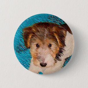 Macaron Rond 5 Cm Peinture de chiot Terrier Fox - Art de chien origi