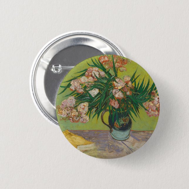 Macaron Rond 5 Cm peinture de fleur d'oléandre de Vincent Van Gogh (Devant & derrière)
