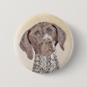 Macaron Rond 5 Cm Peinture de Pointer allemand à poil court - Œuvre