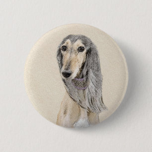 Macaron Rond 5 Cm Peinture de Saluki (Faune) - Cute Original Chien A