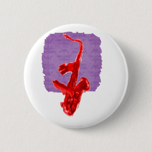 Macaron Rond 5 Cm Peinture de saxophone, version rouge avec les