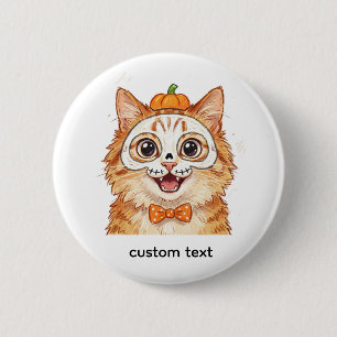 Macaron Rond 5 Cm Peinture de visage squelette mignon Chat roux Hall