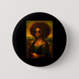 Macaron Rond 5 Cm Peinture drôle de Mona Lisa afro-américaine art