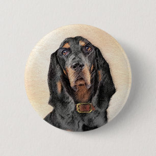 Macaron Rond 5 Cm Peinture en noir et blanc - Art original Chien