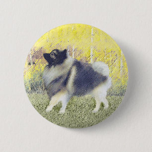 Macaron Rond 5 Cm Peinture en teint de Keeshond - jolie art original