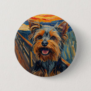 Macaron Rond 5 Cm Peinture expressionniste Yorkshire Terrier / Yorki