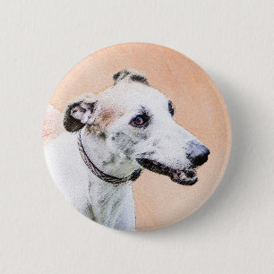 Macaron Rond 5 Cm Peinture Greyhound - Cute Original Chien Art
