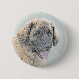 Macaron Rond 5 Cm Peinture Leonberger - Joli art original chien