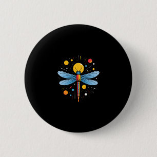 Macaron Rond 5 Cm Peinture Libellule Art Animalier Abstrait Graphiqu