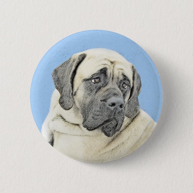 Macaron Rond 5 Cm Peinture Mastiff (Fawn) anglaise - Art Chien origi (Devant)