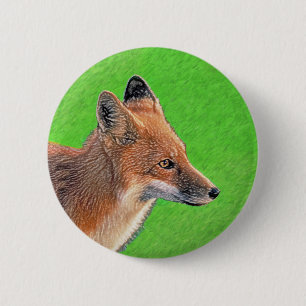 Macaron Rond 5 Cm Peinture Red Fox - Art original de la faune