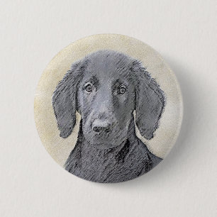 Macaron Rond 5 Cm Peinture Retriever à revêtement plat - Art Chien o