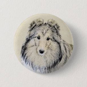 Macaron Rond 5 Cm Peinture Shetland Sheepdog - Jolie art original ch