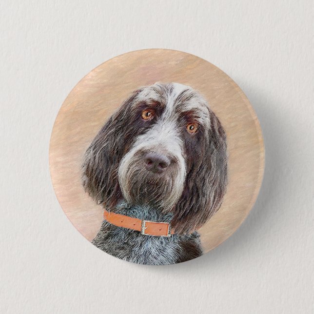 Macaron Rond 5 Cm Peinture Spinone Italiano - Belle Art Original Chi (Devant)