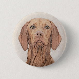 Macaron Rond 5 Cm Peinture Vizsla - Joli art original chien