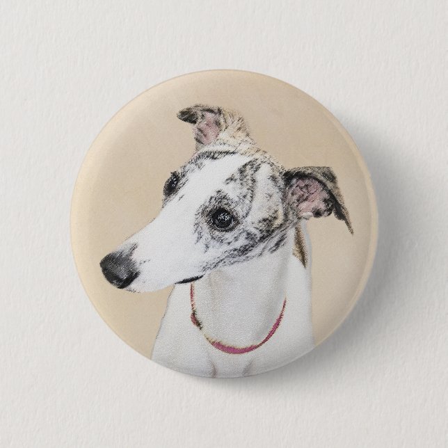 Macaron Rond 5 Cm Peinture Whippet - Jolie art original chien (Devant)
