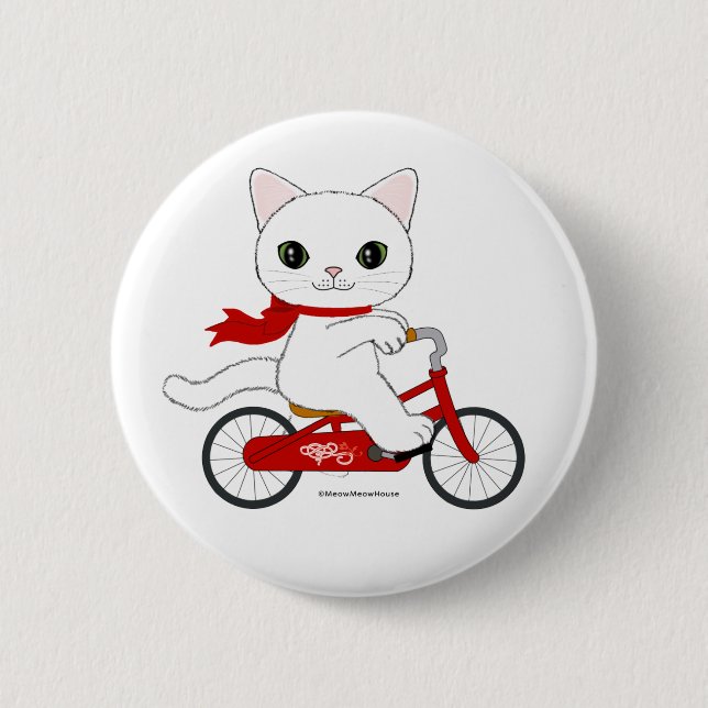 Macaron Rond 5 Cm Peko le chat blanc (Devant)
