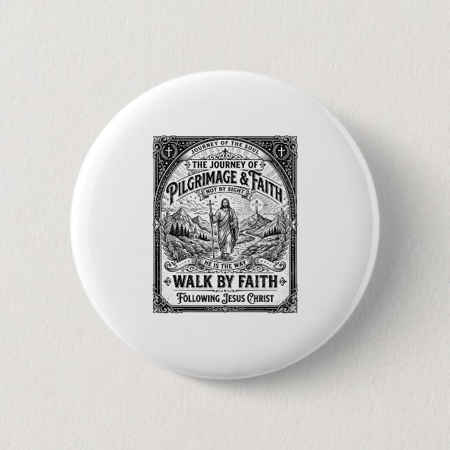 Macaron Rond 5 Cm Pèlerinage de Jésus Chemin Saint Voyage (Devant)