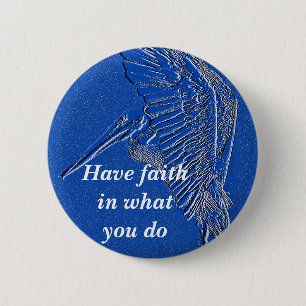 Macaron Rond 5 Cm Pélican, Art bleu_