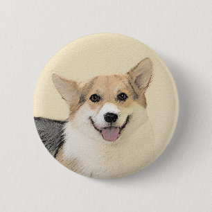 Macaron Rond 5 Cm Pembroke Welsh Corgi Peinture - Art Chien original