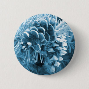 Macaron Rond 5 Cm Pénecone bleu glacé primitif