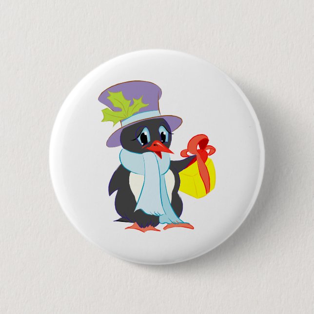 Macaron Rond 5 Cm Penguin de Noël (Devant)