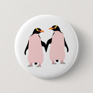 Macaron Rond 5 Cm Penguins lesbiens Gay pride tenant les mains