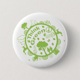 Macaron Rond 5 Cm Pensez le bouton vert